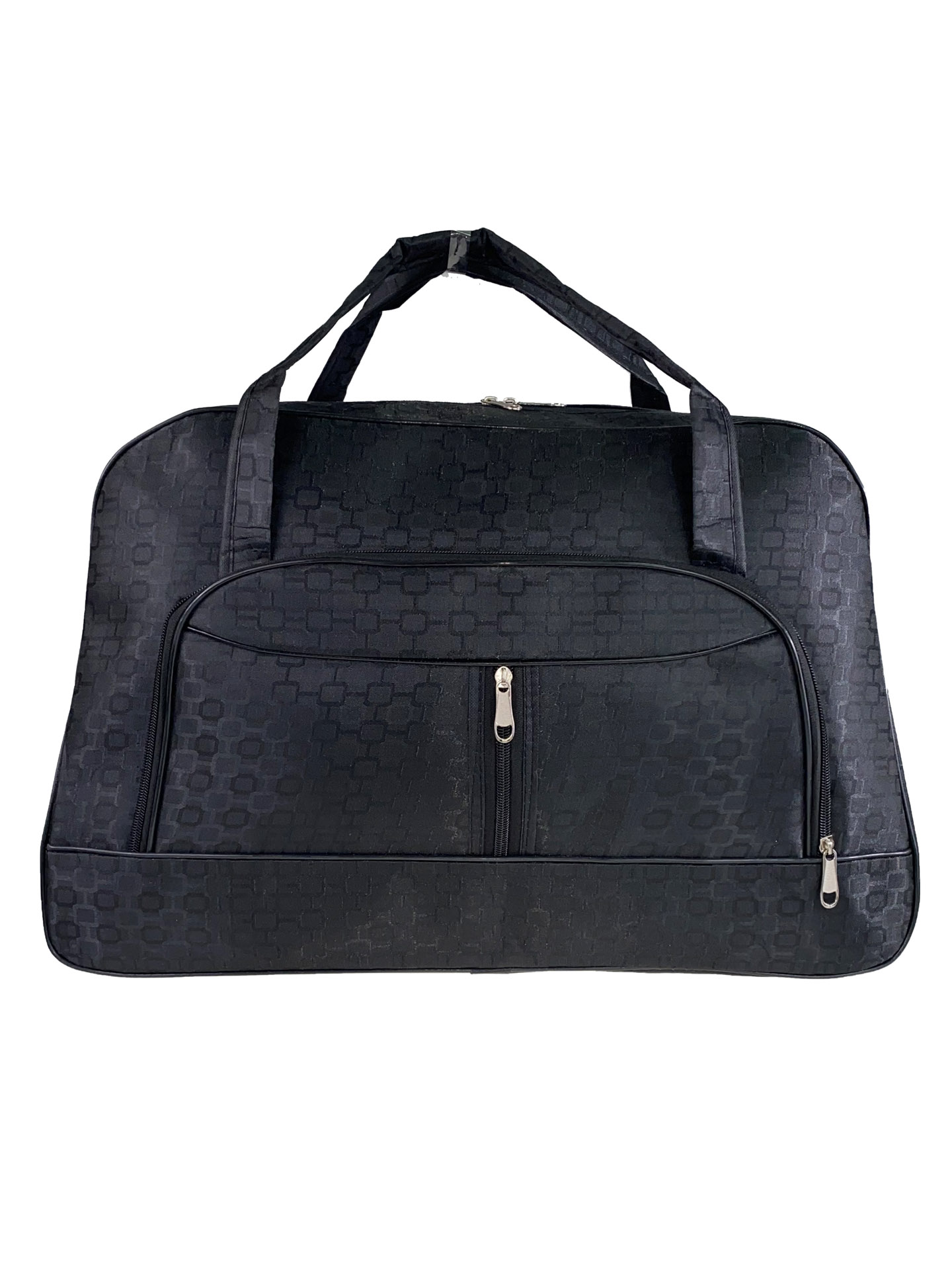 На фото 2 - Женская дорожная сумка из текстиля с принтом, цвет черный