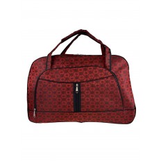 На фото 2 - Женская дорожная сумка из текстиля с принтом, цвет красный