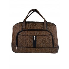 На фото 2 - Женская дорожная сумка из текстиля с принтом, цвет коричневый