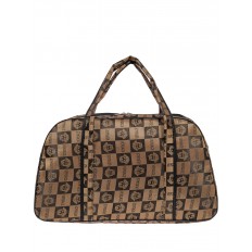 На фото 2 - Багажная текстильная сумка с принтом, цвет коричневый