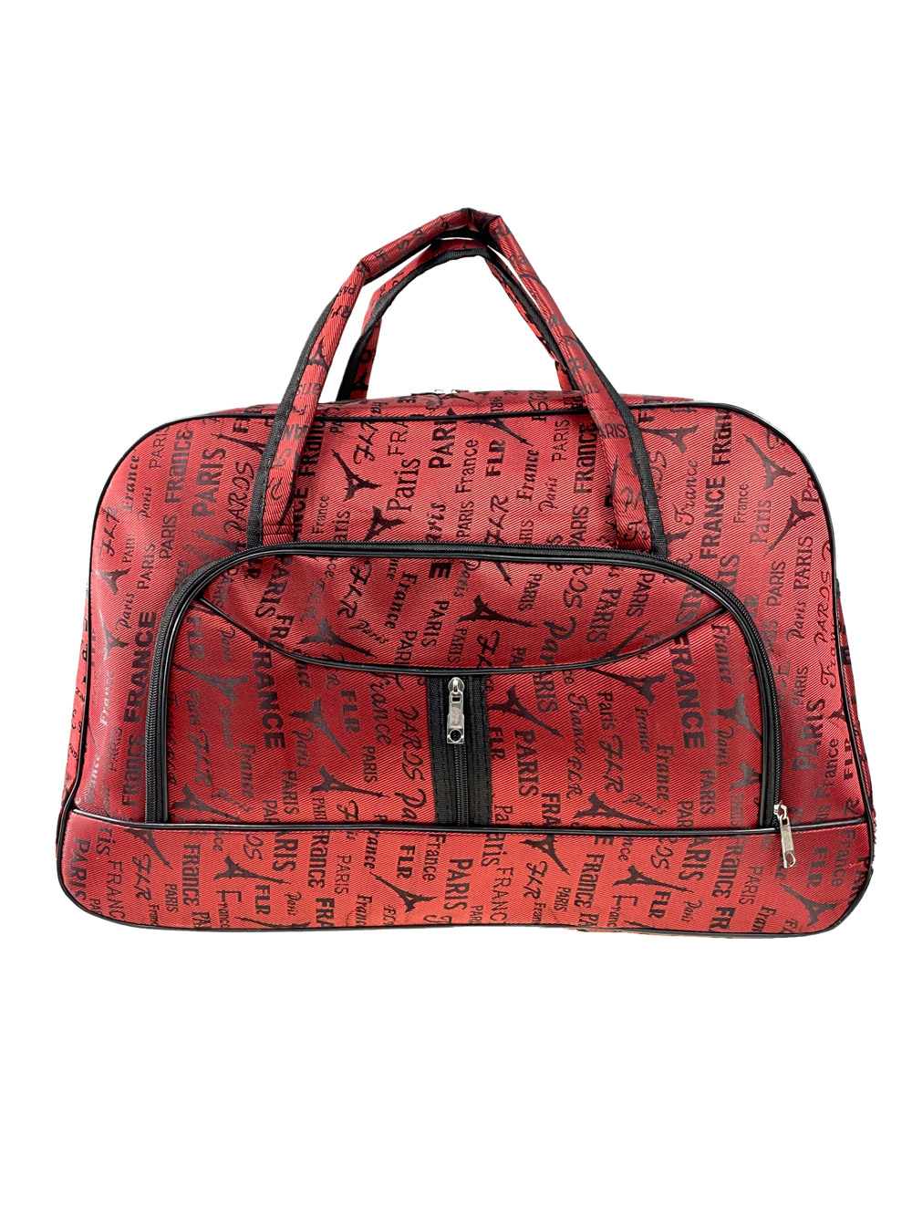 На фото 2 - Дорожная текстильная сумка с принтом, цвет красный