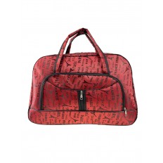 На фото 2 - Дорожная текстильная сумка с принтом, цвет красный