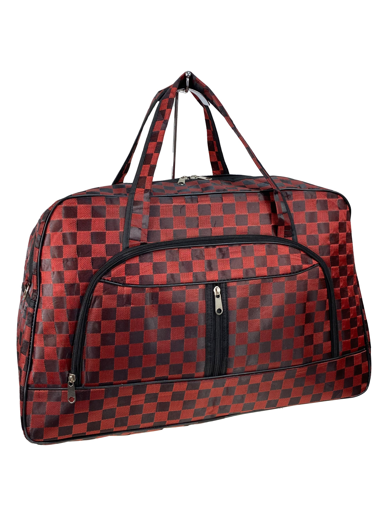 На фото 1 - Дорожная сумка из текстиля, цвет красный