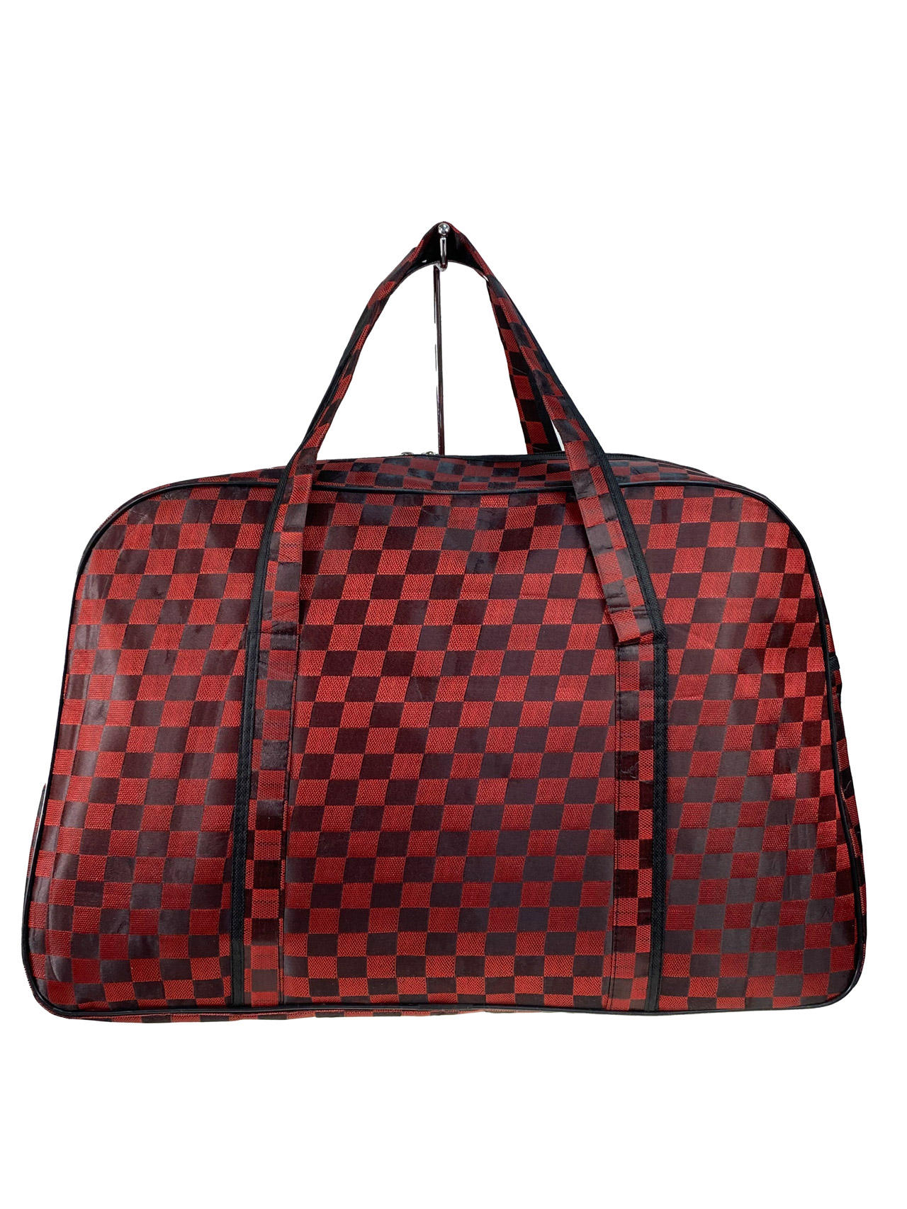 На фото 2 - Дорожная сумка из текстиля, цвет красный