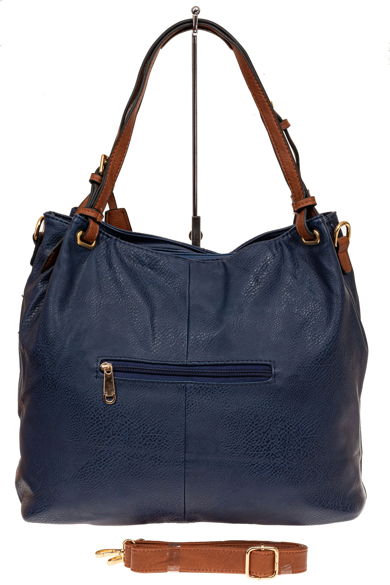 На фото 2 - Большая женская сумка из искусственной кожи, цвет синий
