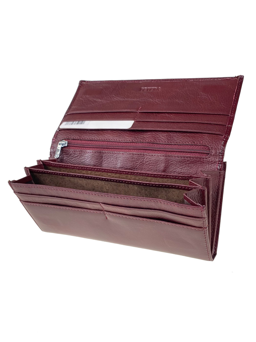 На фото 2 - Женский полноразмерный кошелёк-портмоне из натуральной кожи, цвет бордовый