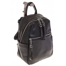 На фото 1 - Строгий женский рюкзак из кожи, цвет черный 6102