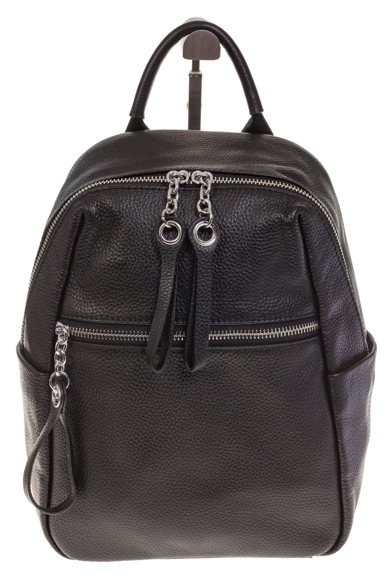 На фото 2 - Строгий женский рюкзак из кожи, цвет черный 6102