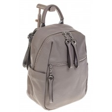 На фото 1 - Строгий женский рюкзак из кожи, цвет серый 6102
