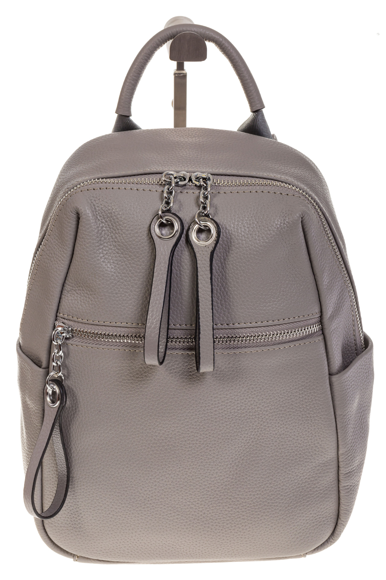 На фото 2 - Строгий женский рюкзак из кожи, цвет серый 6102