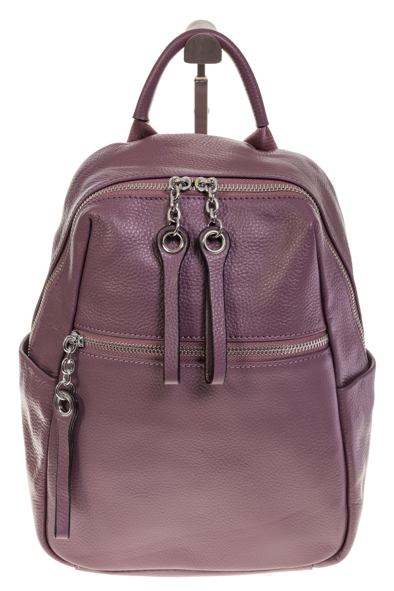 На фото 2 - Строгий женский рюкзак из кожи, цвет пудра 6102