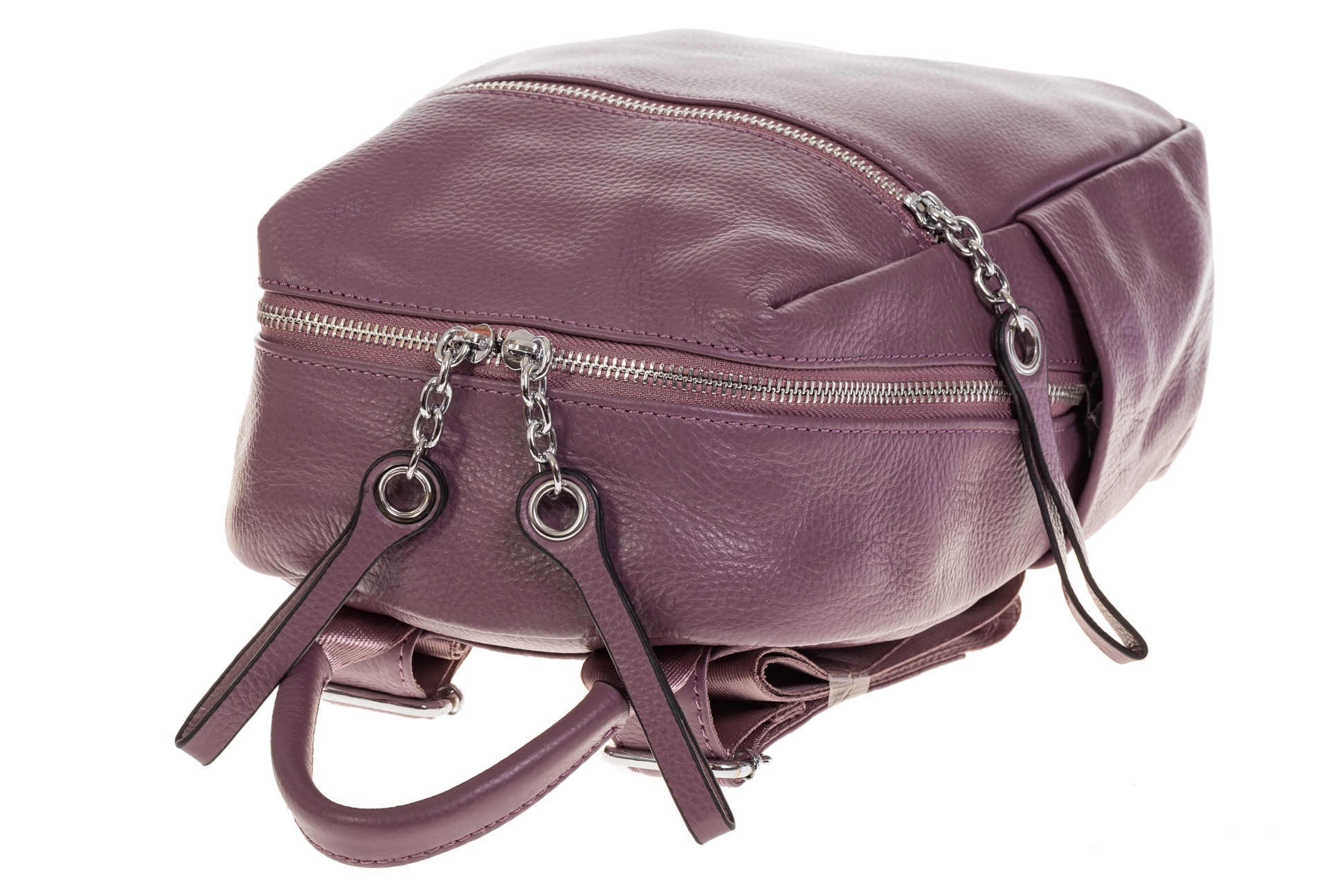 На фото 4 - Строгий женский рюкзак из кожи, цвет пудра 6102