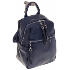 На фото 1 - Строгий женский рюкзак из кожи, цвет синий 6102
