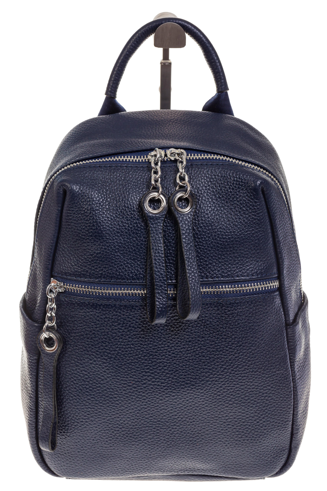 На фото 2 - Строгий женский рюкзак из кожи, цвет синий 6102