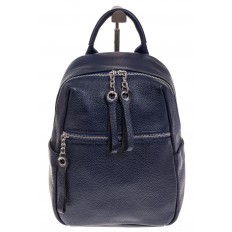 На фото 2 - Строгий женский рюкзак из кожи, цвет синий 6102