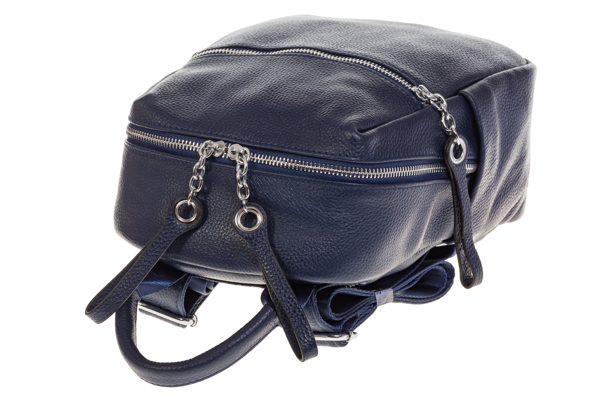 На фото 4 - Строгий женский рюкзак из кожи, цвет синий 6102