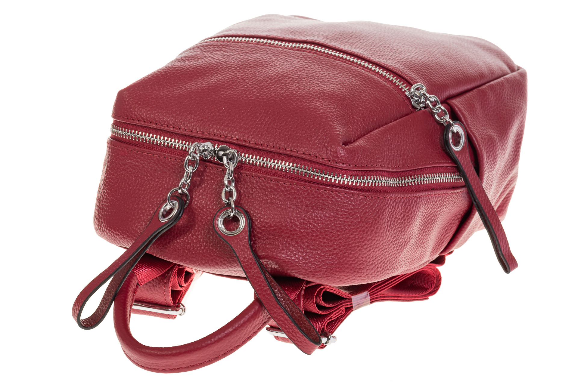 На фото 4 - Строгий женский рюкзак из кожи, цвет красный 6102