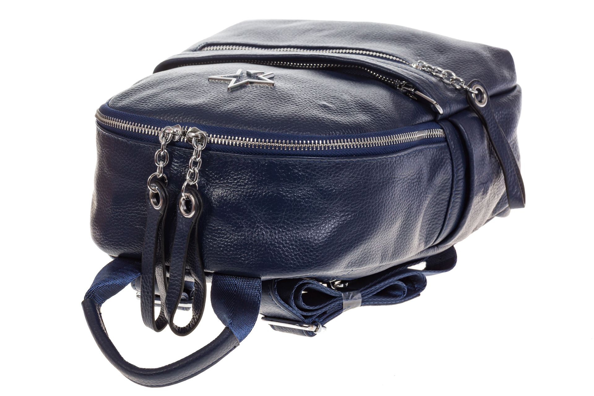 На фото 4 - Синий городской рюкзак из натуральной кожи 6105