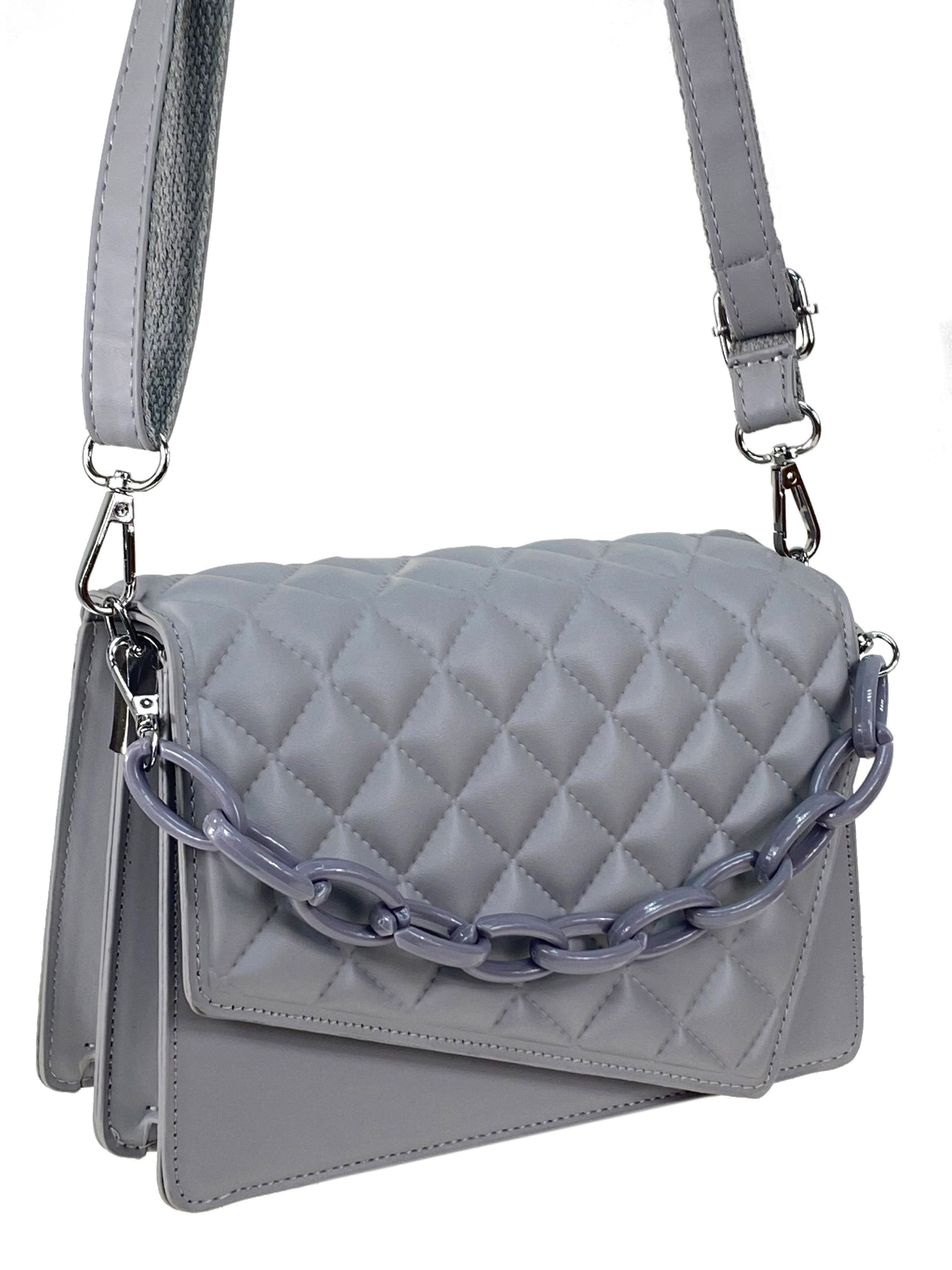 На фото 3 - Женская сумка кросс-боди из искусственной кожи, цвет серый