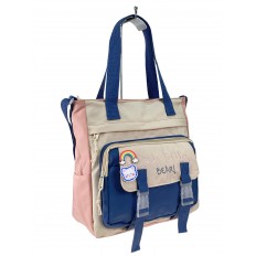 На фото 3 - Молодежная  сумка шоппер из текстиля, мультицвет