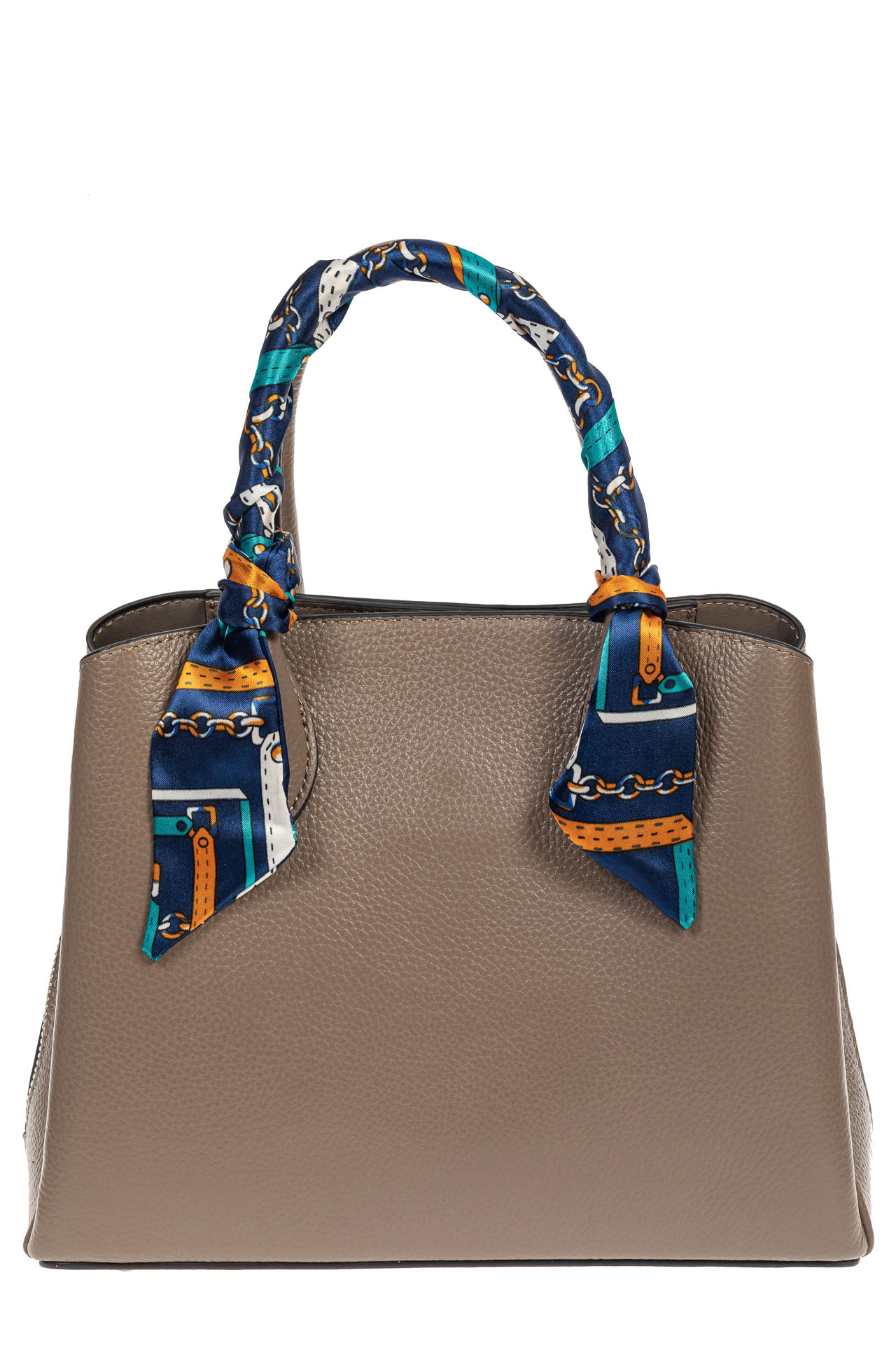 На фото 2 - Женская сумка из натуральной кожи с ярким твилли, цвет серый
