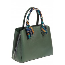 На фото 1 - Женская сумка из натуральной кожи с ярким твилли, цвет бирюзовый