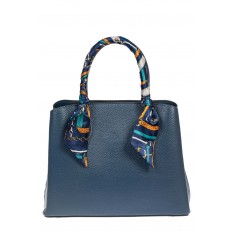 На фото 2 - Женская сумка из натуральной кожи с ярким твилли, цвет синий