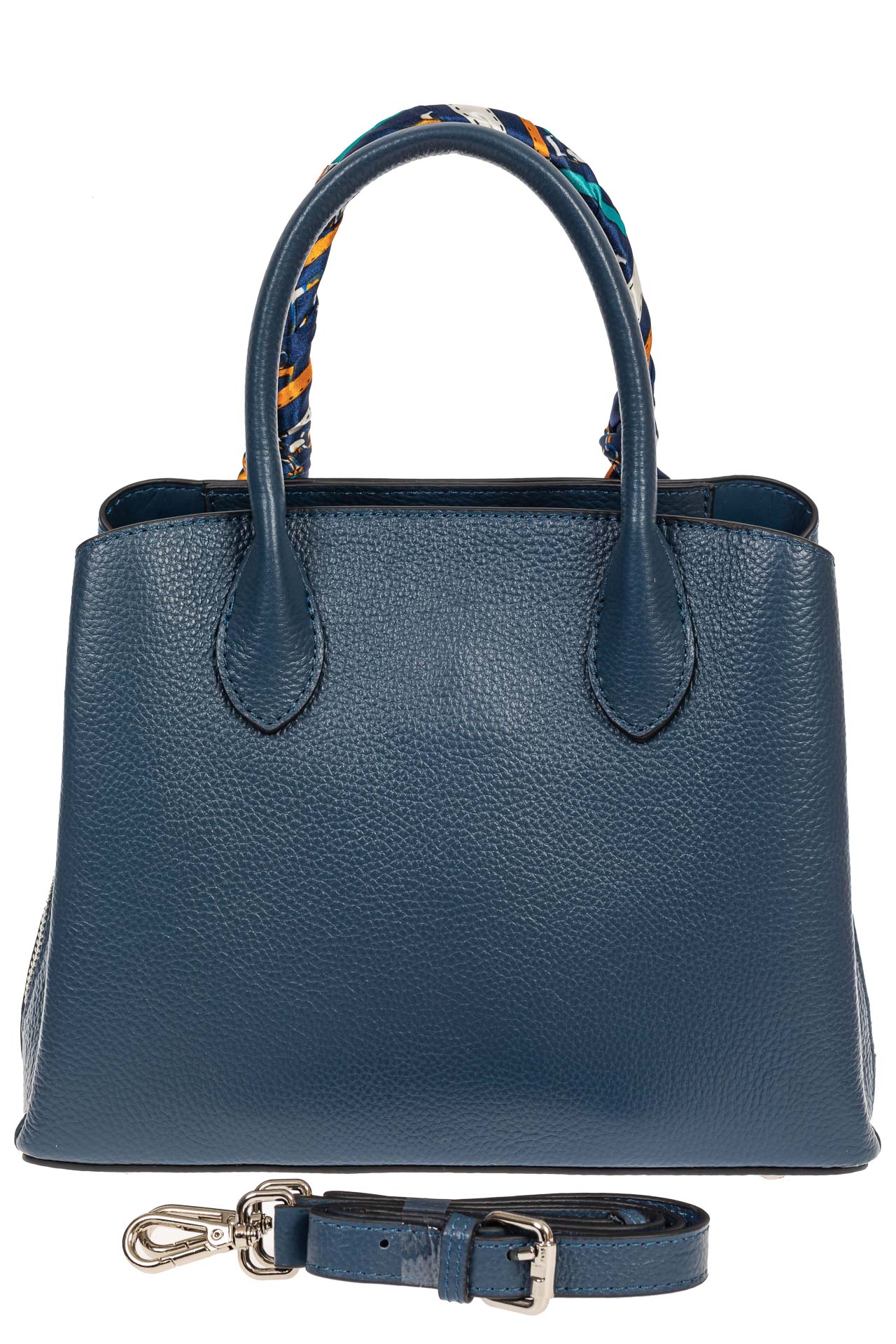 На фото 3 - Женская сумка из натуральной кожи с ярким твилли, цвет синий