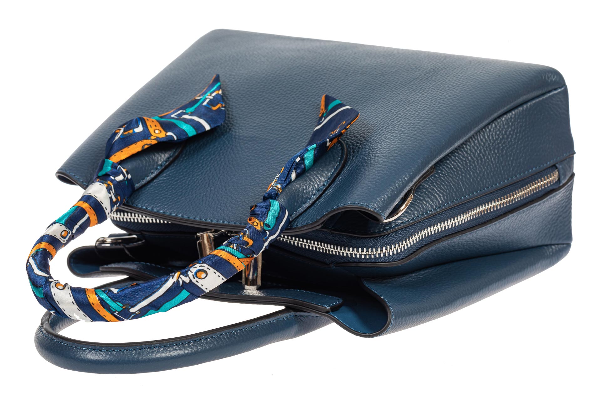 На фото 4 - Женская сумка из натуральной кожи с ярким твилли, цвет синий