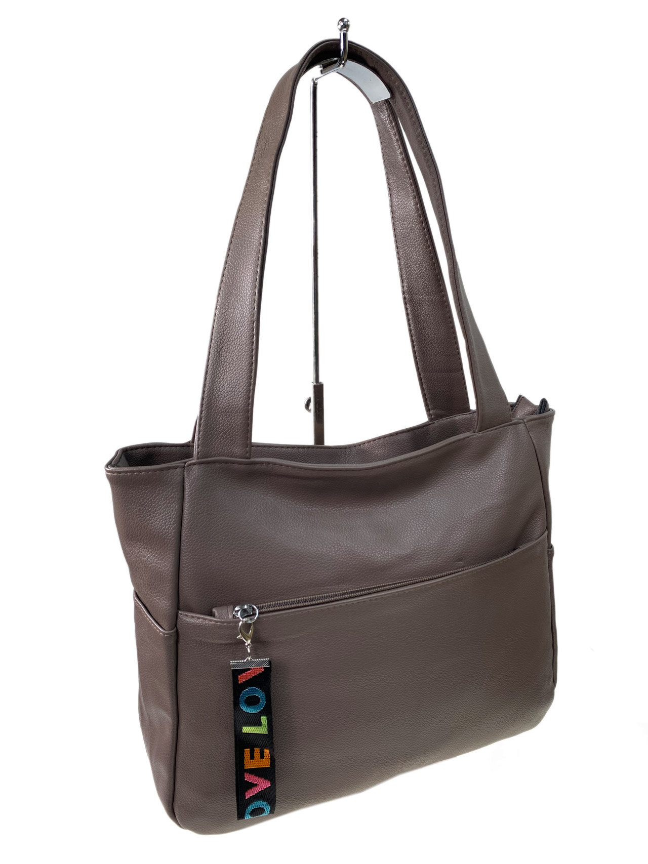 На фото 1 -  Женская сумка из искусственной кожи, цвет бежевый