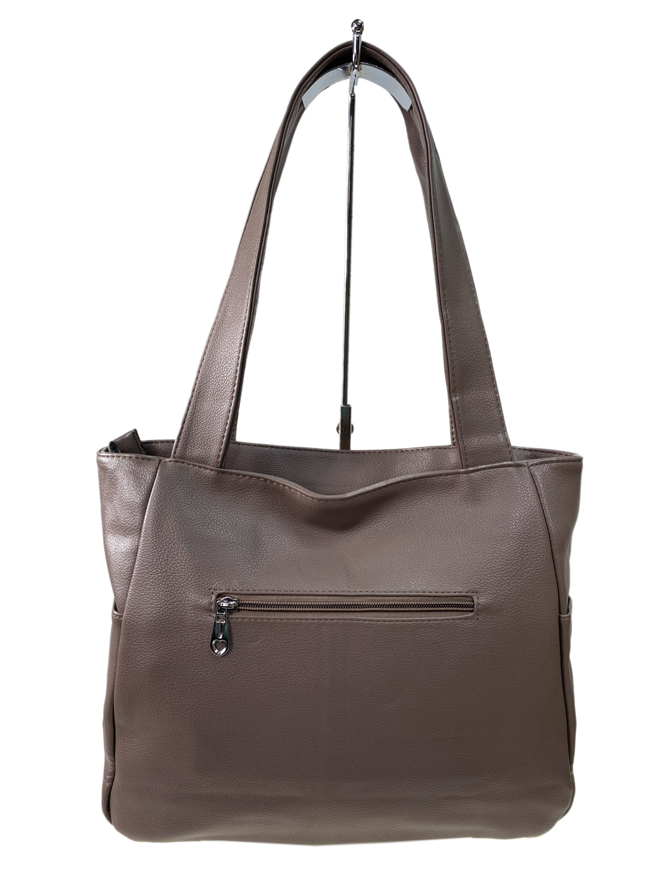 На фото 2 -  Женская сумка из искусственной кожи, цвет бежевый