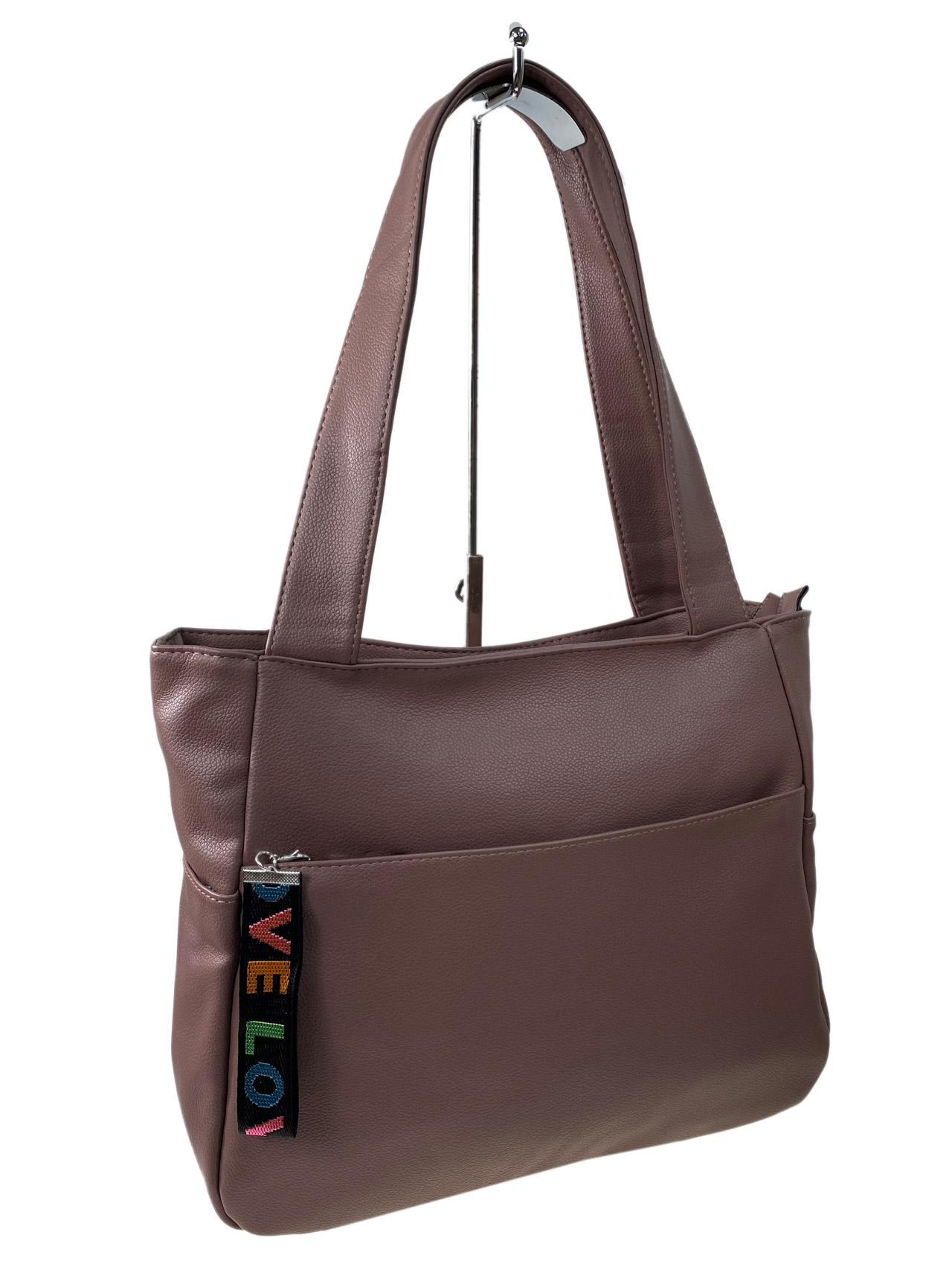 На фото 1 -  Женская сумка из искусственной кожи, цвет пудра