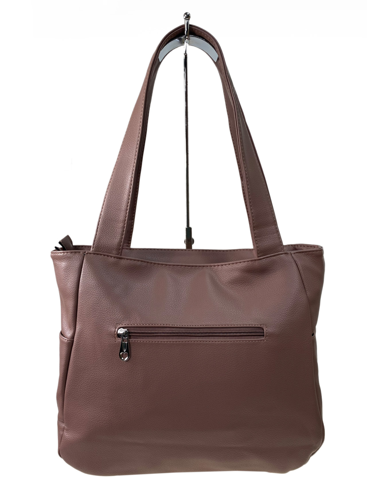На фото 2 -  Женская сумка из искусственной кожи, цвет пудра