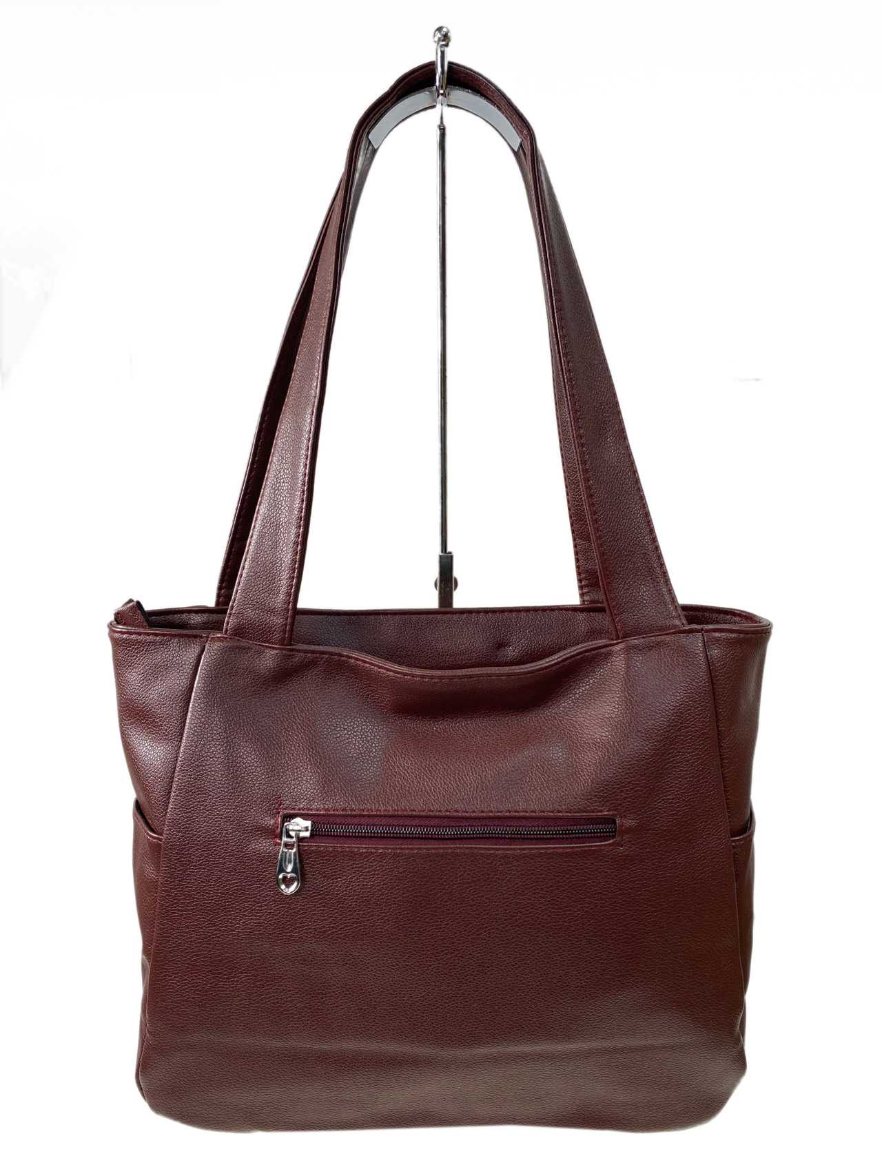 На фото 2 -  Женская сумка из искусственной кожи, цвет бордовый