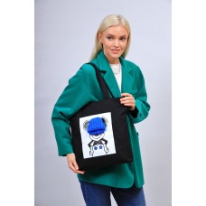 На фото 1 - Женская сумка шоппер из текстиля, цвет бежевый