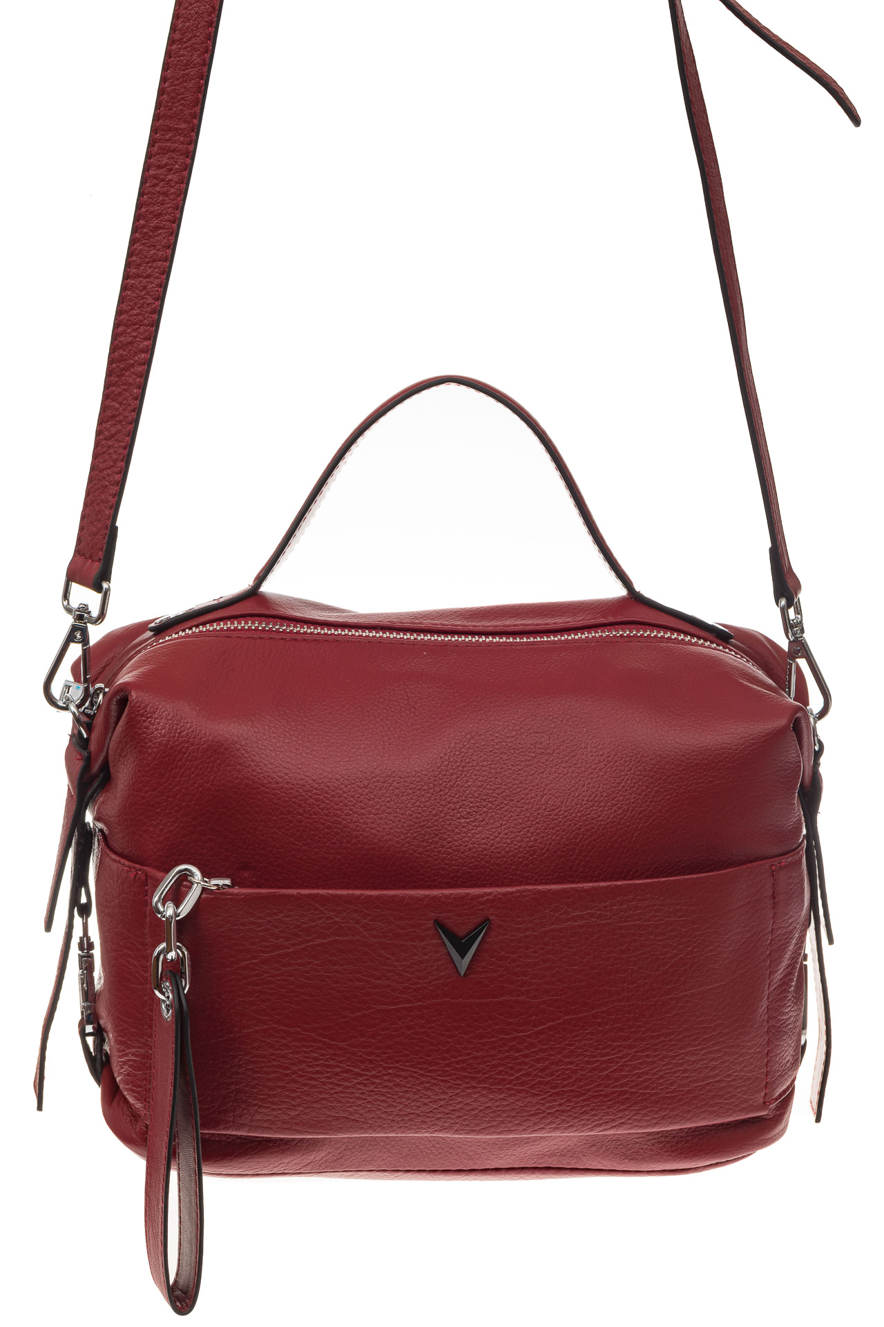 На фото 2 - Женская сумка из мягкой натуральной кожи, цвет красный