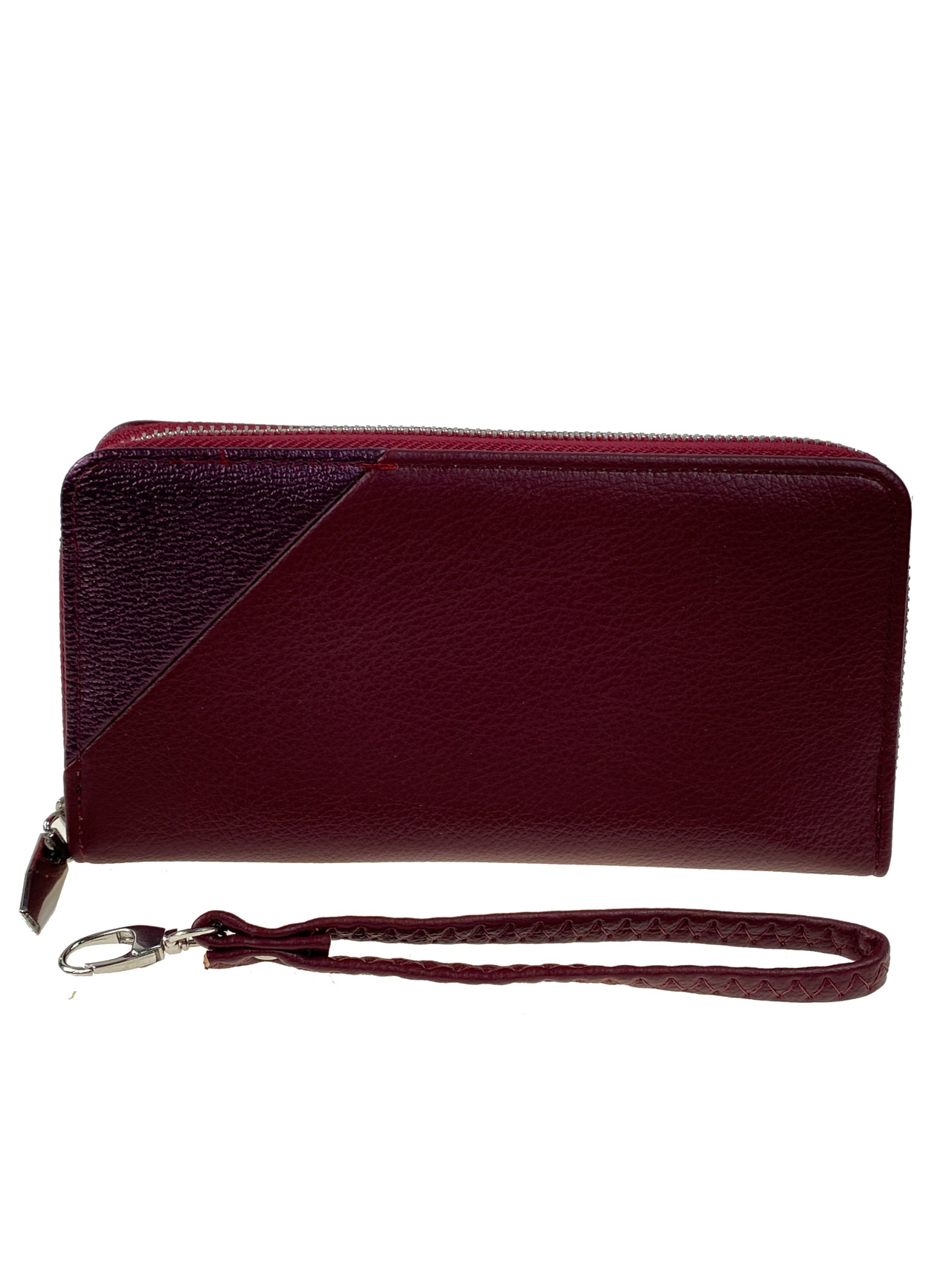 На фото 1 - Женское портмоне из искусственной кожи, цвет бордовый