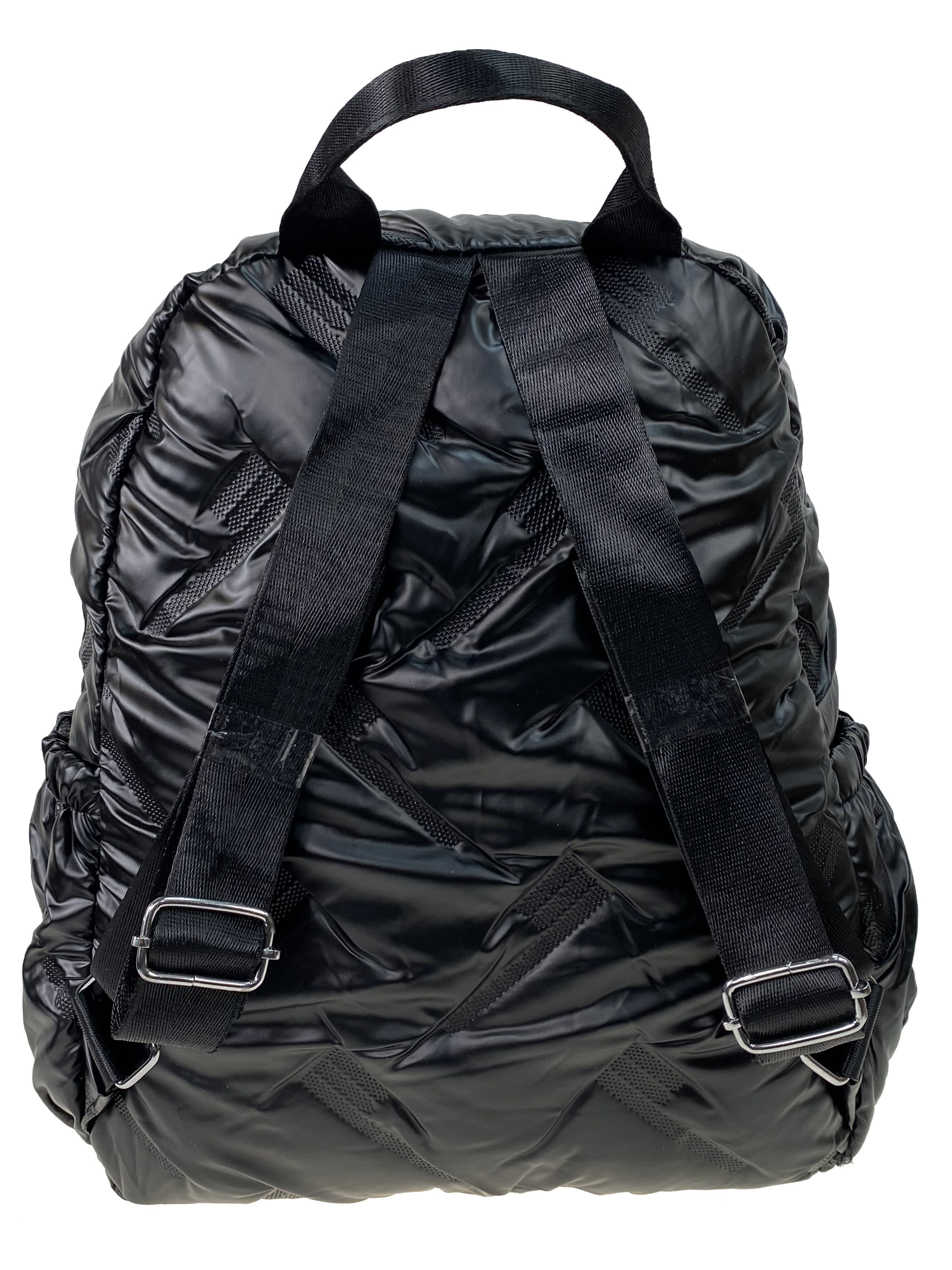 На фото 2 - Дутый женский рюкзак из полиэстера, цвет черный