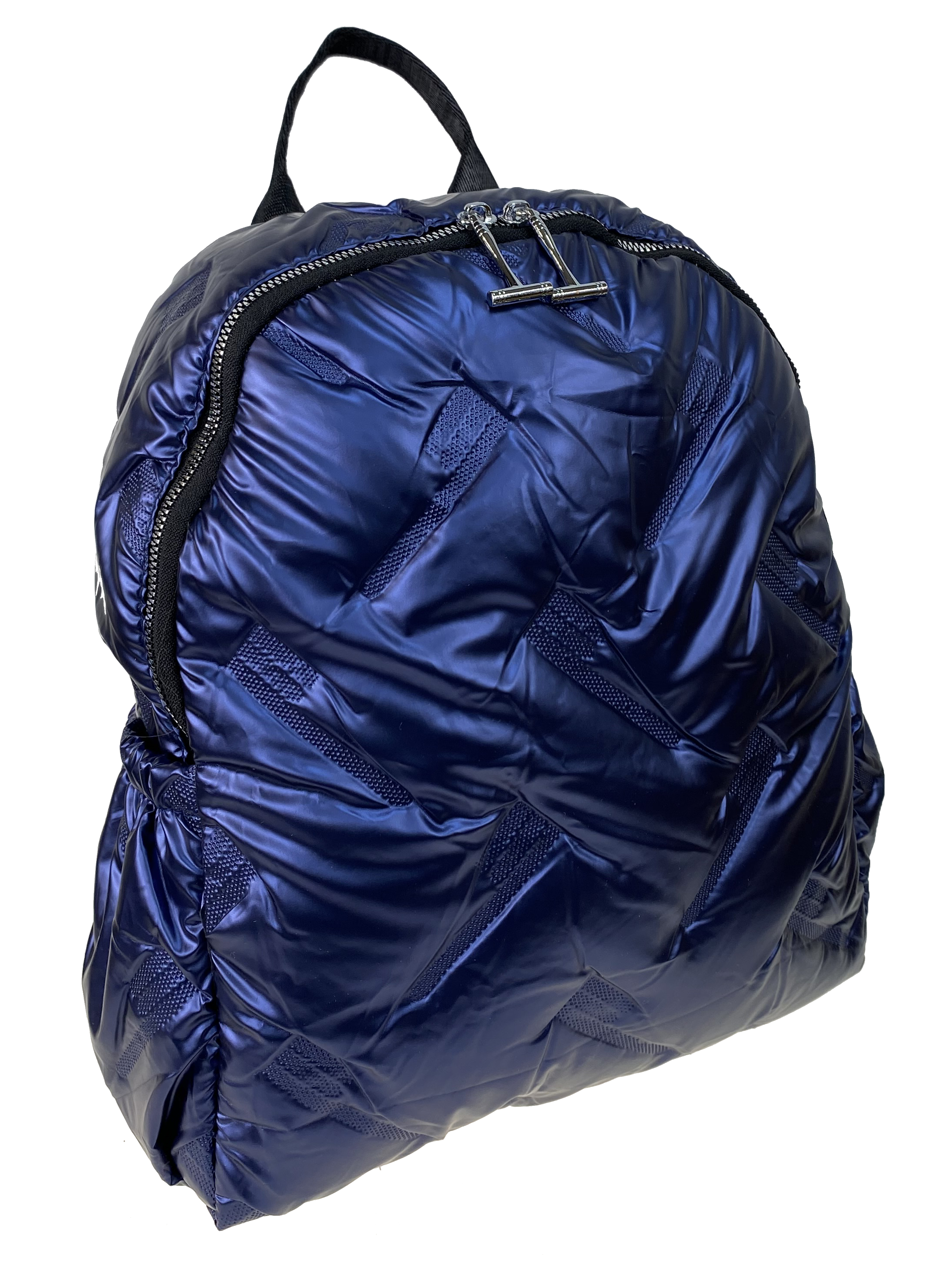 На фото 1 - Дутый женский рюкзак из полиэстера, цвет синий