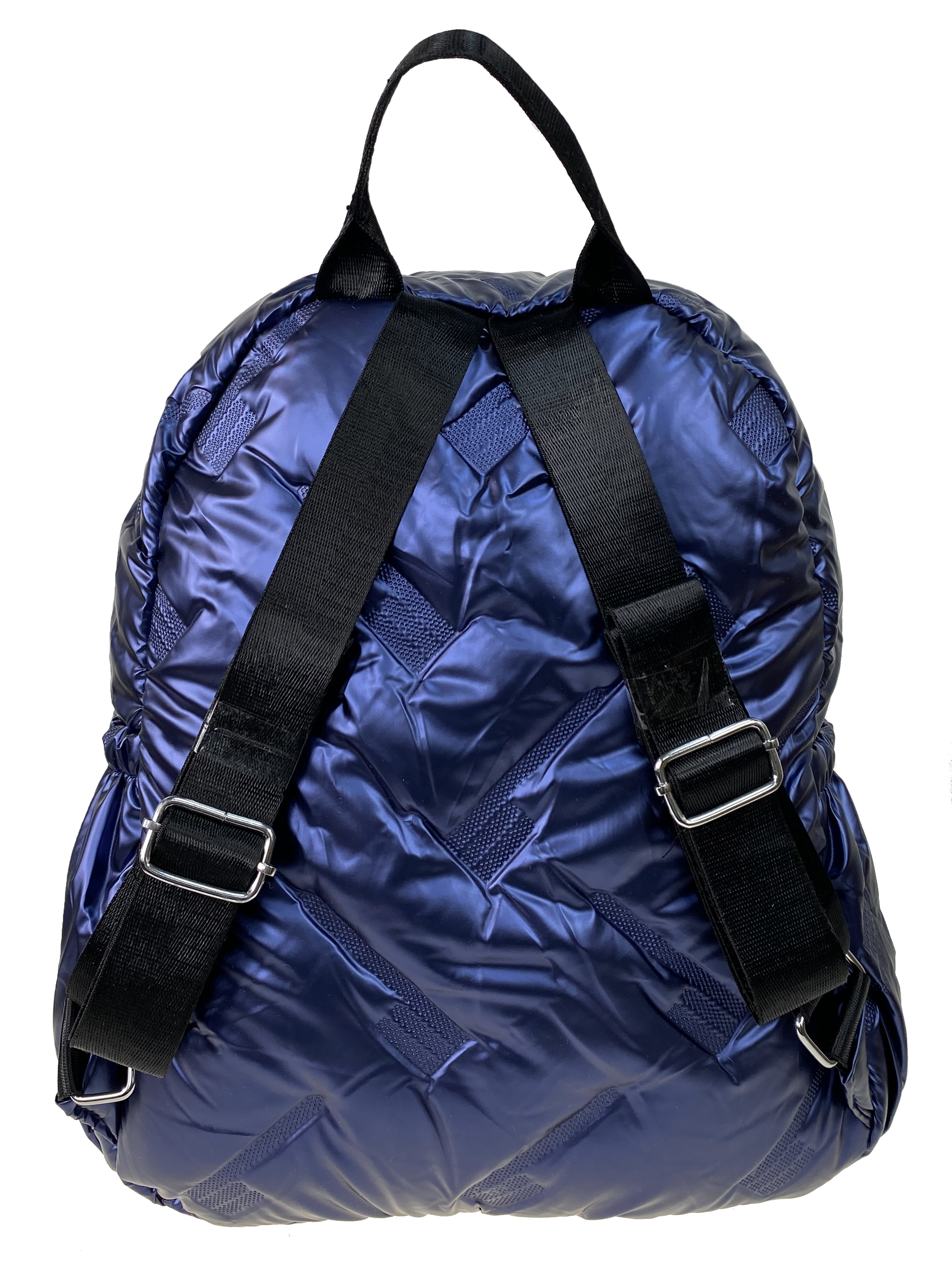 На фото 2 - Дутый женский рюкзак из полиэстера, цвет синий
