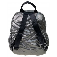 На фото 2 - Дутый женский рюкзак из полиэстера, цвет серебро