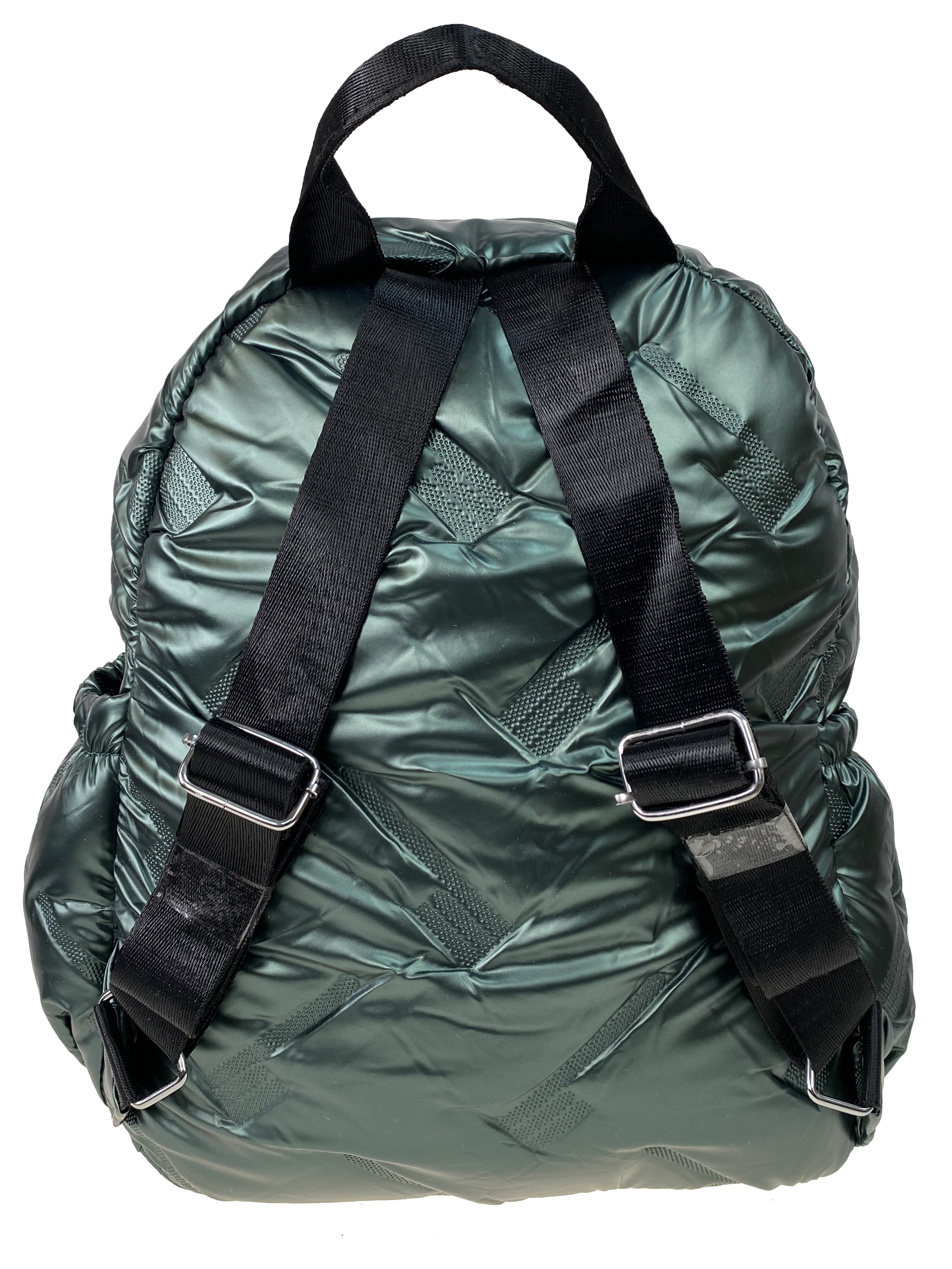 На фото 2 - Дутый женский рюкзак из полиэстера, цвет зеленый