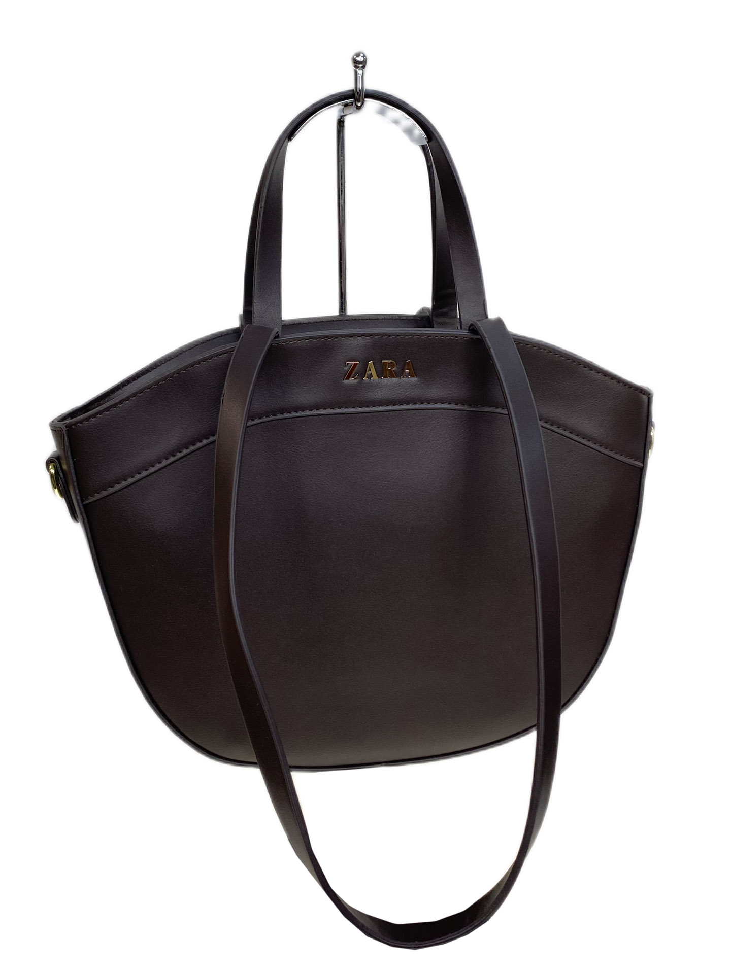 На фото 1 - Женская сумка из искусственной кожи, цвет тёмный шоколад