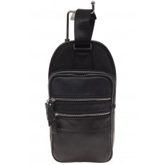На фото 2 - Мужской sling bag из натуральной кожи, цвет черный