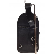 На фото 3 - Мужской sling bag из натуральной кожи, цвет черный