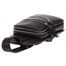 На фото 4 - Мужской sling bag из натуральной кожи, цвет черный