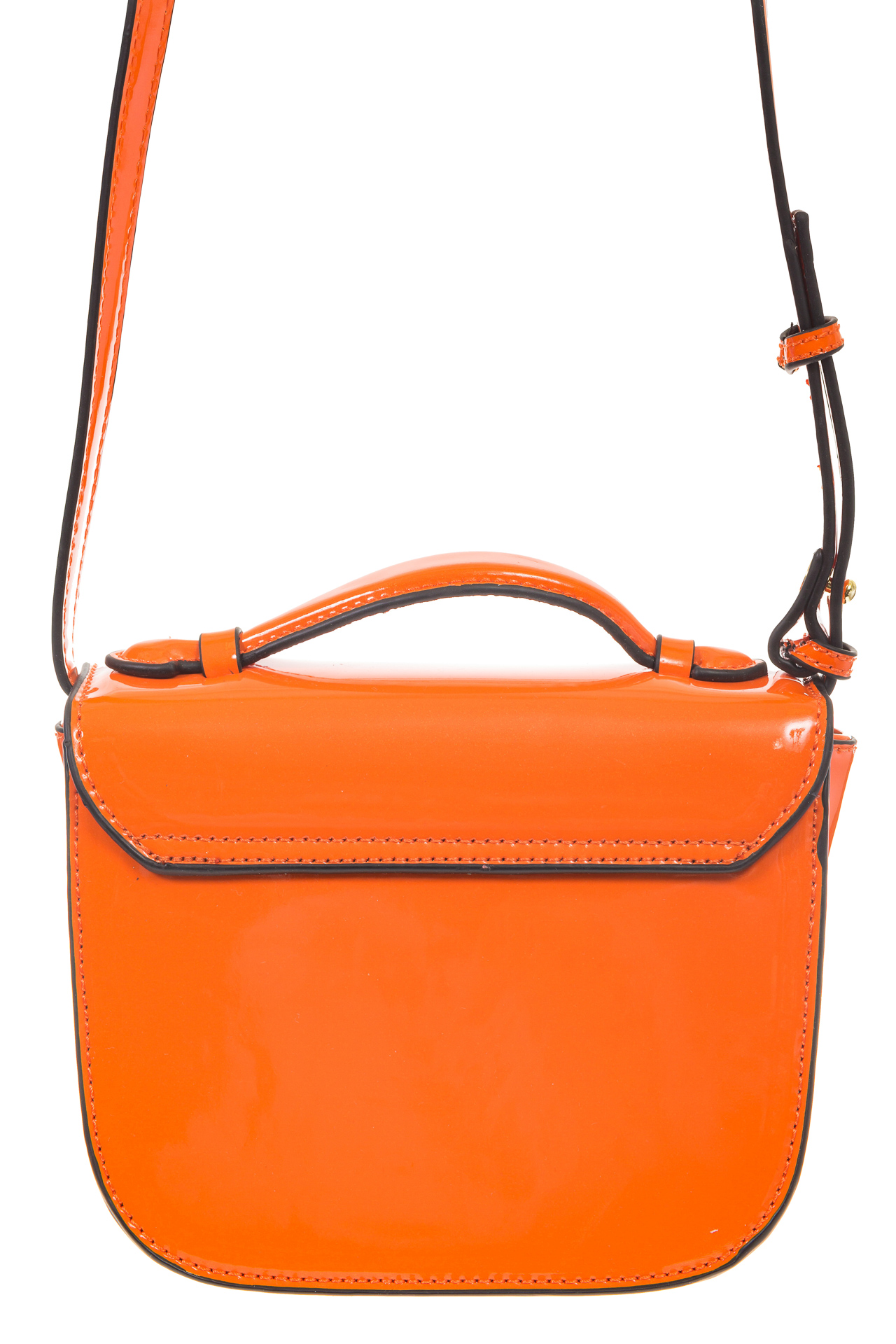 На фото 3 - Оранжевая лаковая сумка с замком-сердечко 6239