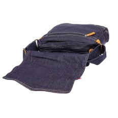 На фото 4 - Сумка почтальонка из джинсовой ткани, цвет синий