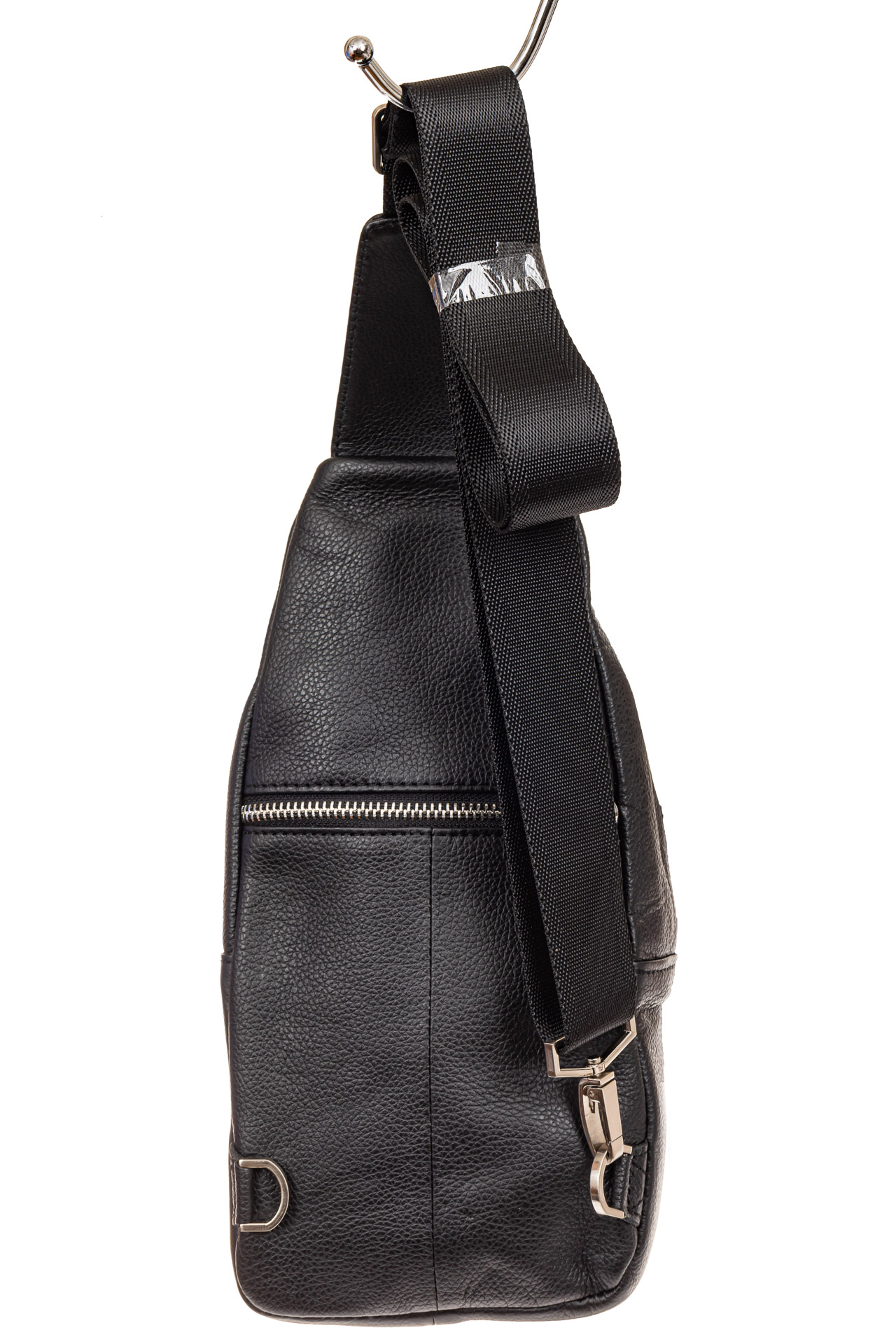 На фото 2 - Слинг-рюкзак для мужчин из натуральной кожи, цвет черный