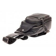 На фото 3 - Слинг-рюкзак для мужчин из натуральной кожи, цвет черный